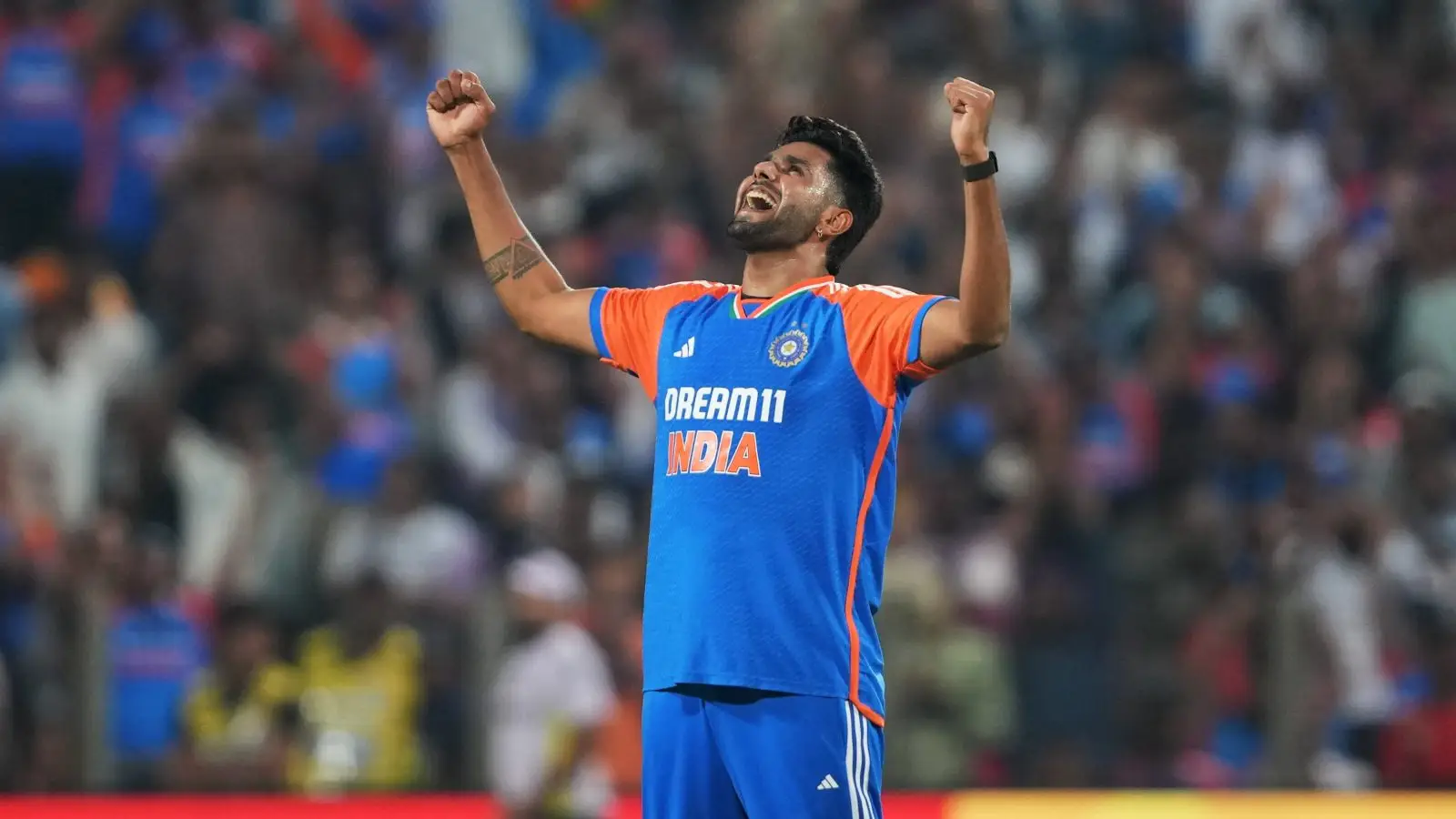 harshit rana celebrates after taking a wicket for Indian cricket team harshit rana celebrates after taking a wicket for Indian cricket team